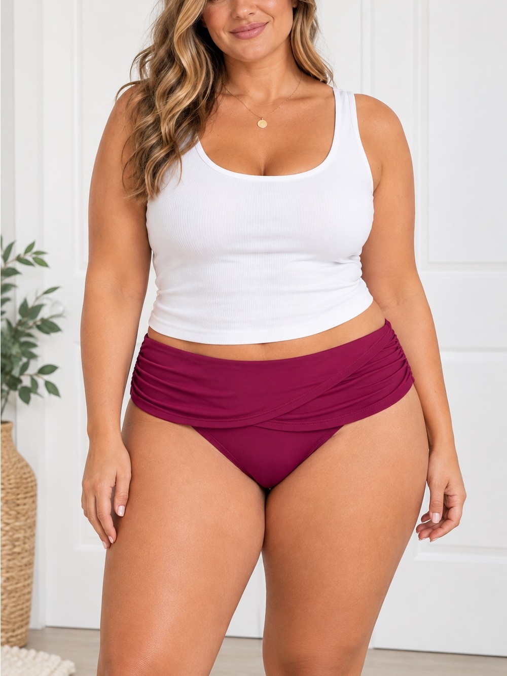 Bleu Rod Beattie Berry Double-Waist Bikini Bottoms size 14 NWT